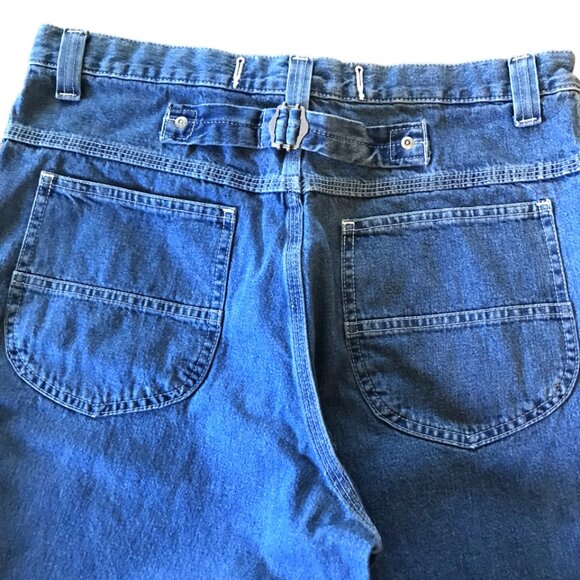 North West Blue Cinch-Back Jeans, Vintage 80s High Waisted Blue Jeans, Size 16 - Picture 1 of 10